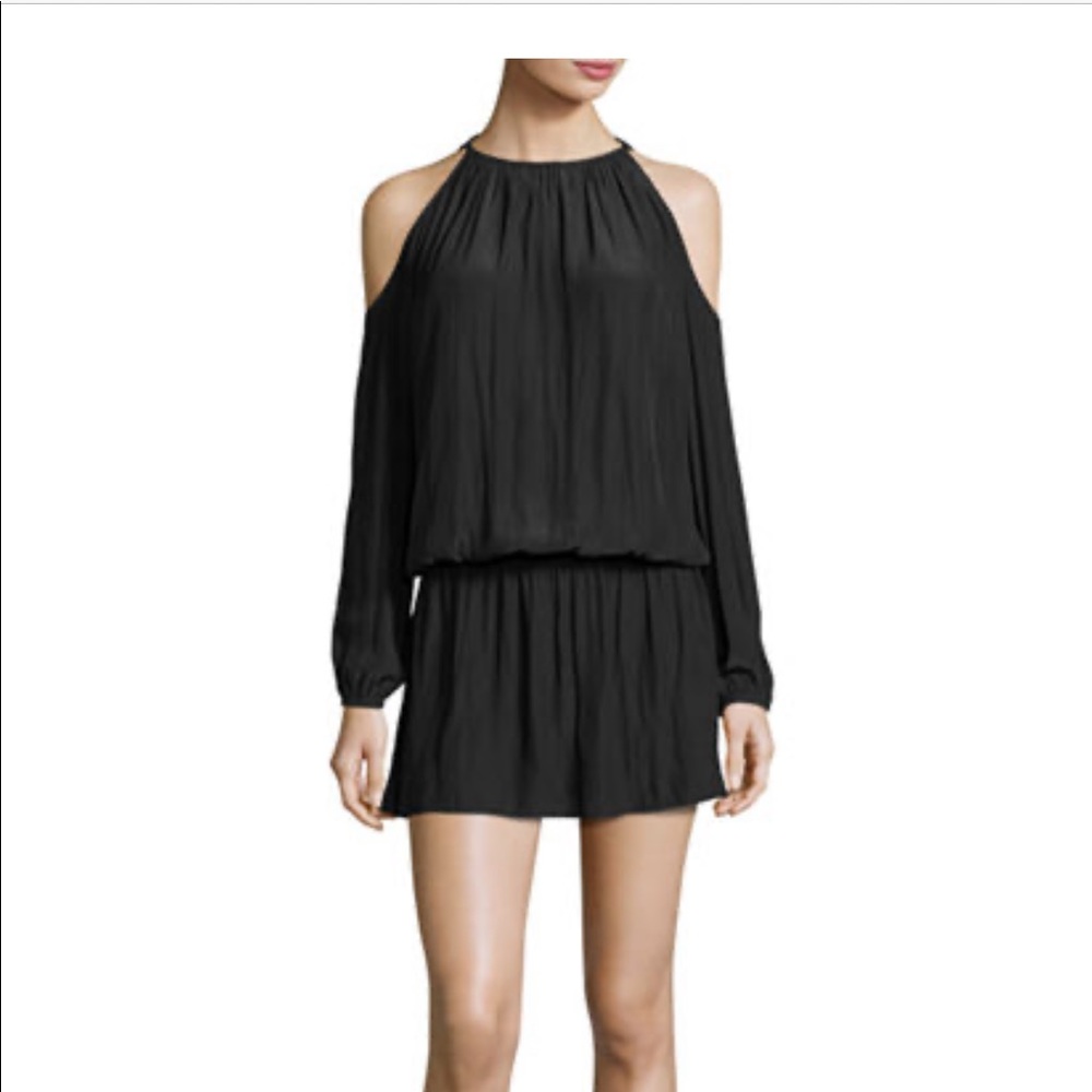 Ramy Brook Black Cold-Shoulder Mini Dress
